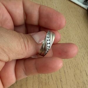 Elegant Silver Band with Crystals